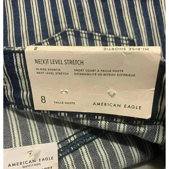 American Eagle Hi Rise Shortie Blue Striped Next Level Stretch Size 8 NWT - Picture 6 of 9